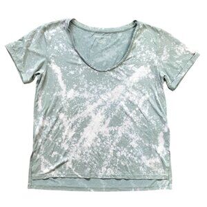 American Eagle Women's Bleach Dye Short Sleeve T-Shirt Small Modal Green NEW‎